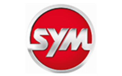 4 - I love my moped SYM logo: red circular emblem with a silver border and bold white 'SYM' lettering.
