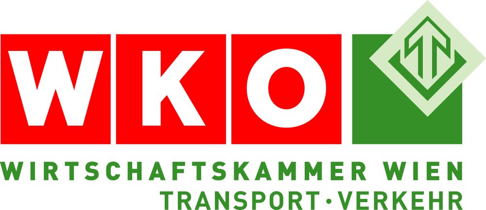 FV Transport Verkehr WKO - I love my moped Logo of Wirtschaftskammer Wien (WKO) with red blocks spelling WKO and a green diamond emblem; reads WIRTSCHAFTSKAMMER WIEN TRANSPORT VERKEHR.